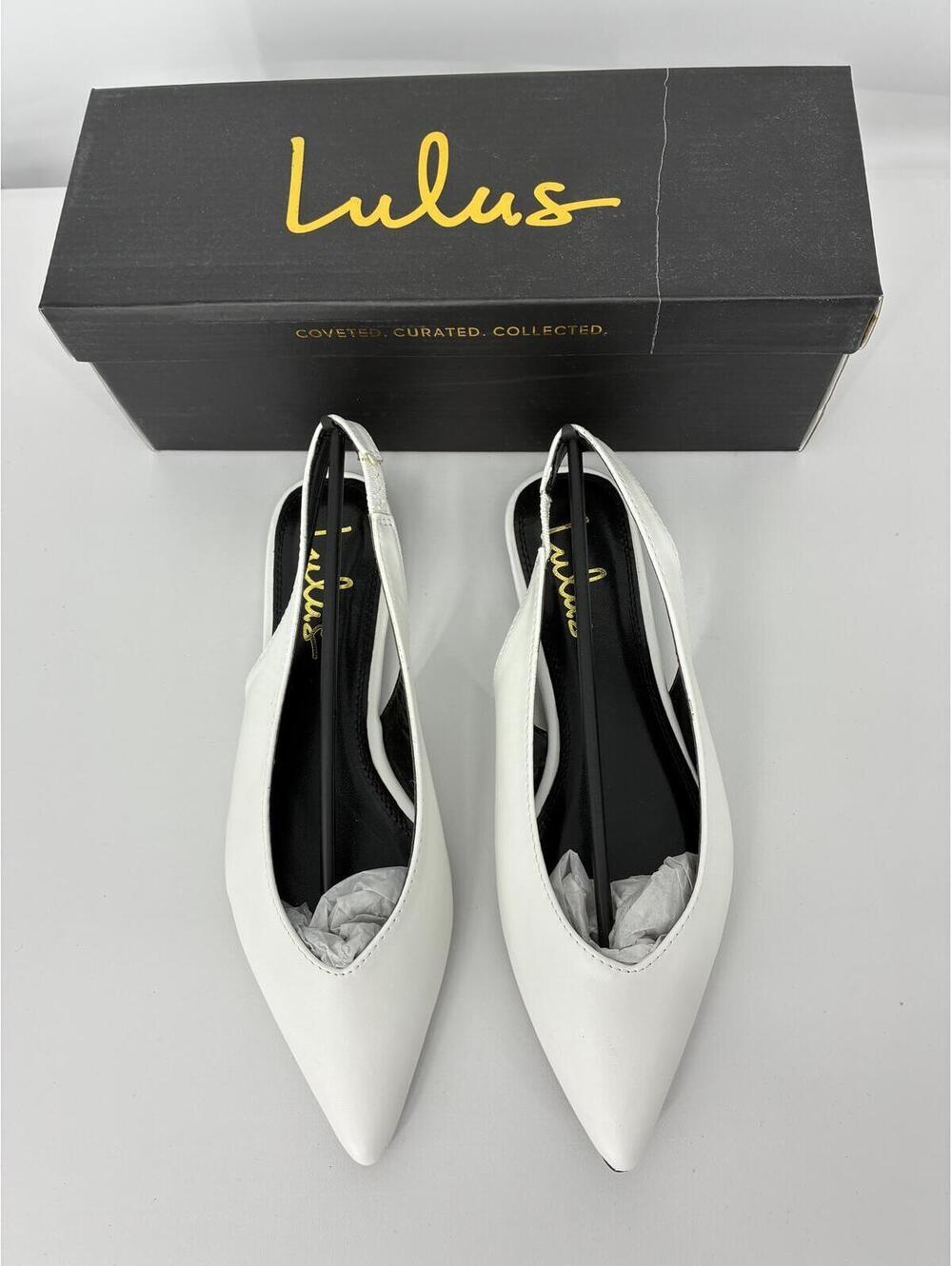 Lulus Chrystina White Pointed Toe Slingback Flats Size 7
